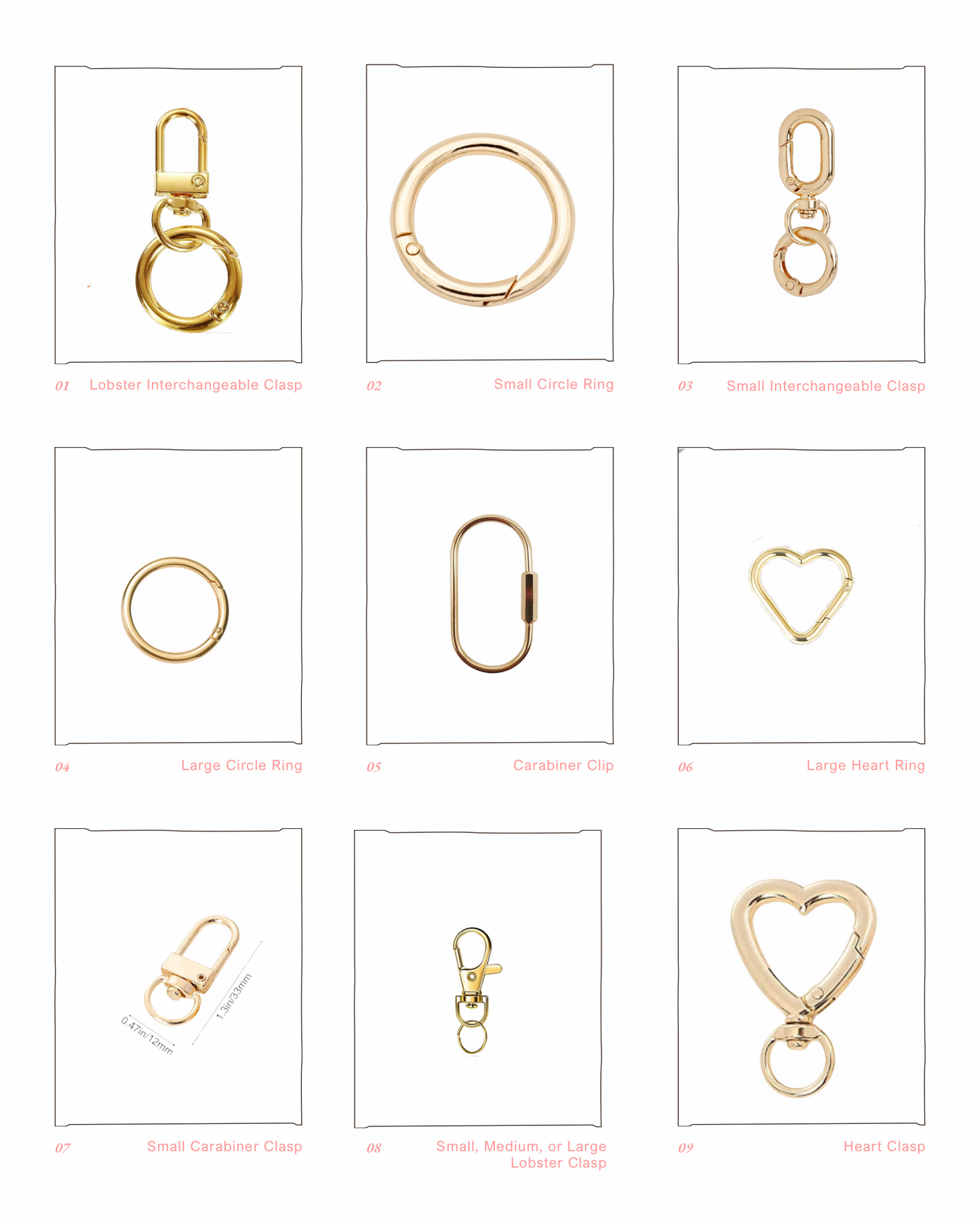 Bag Charm Clasps, Rings, & Clips