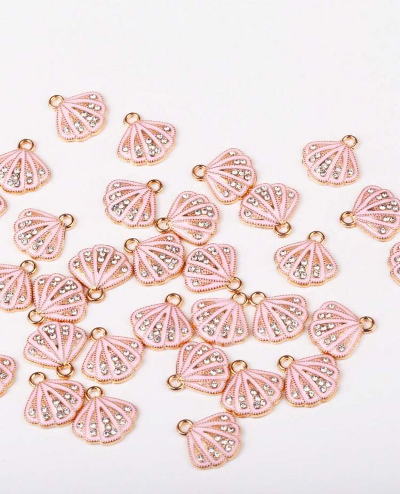 Bedazzled Pink Seashell Charm