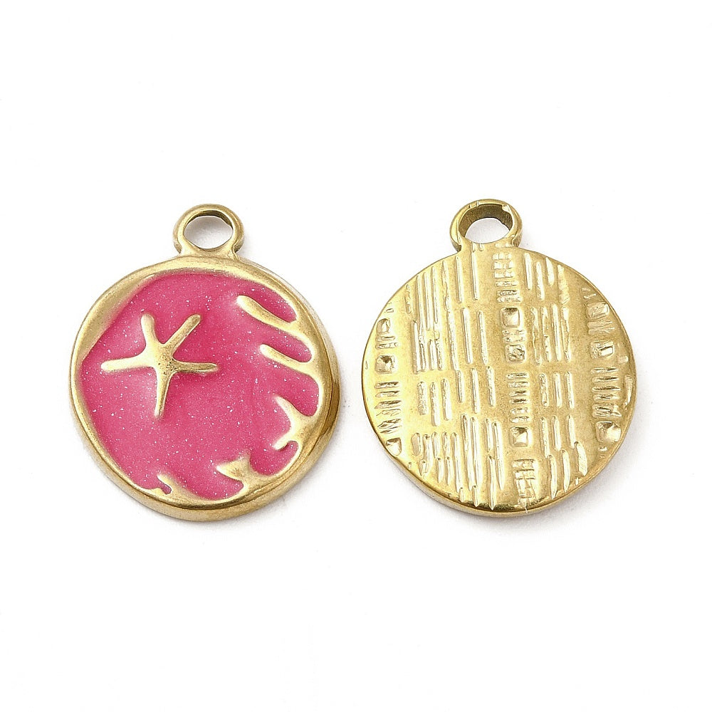 Hot Pink Pendant with Gold Accents