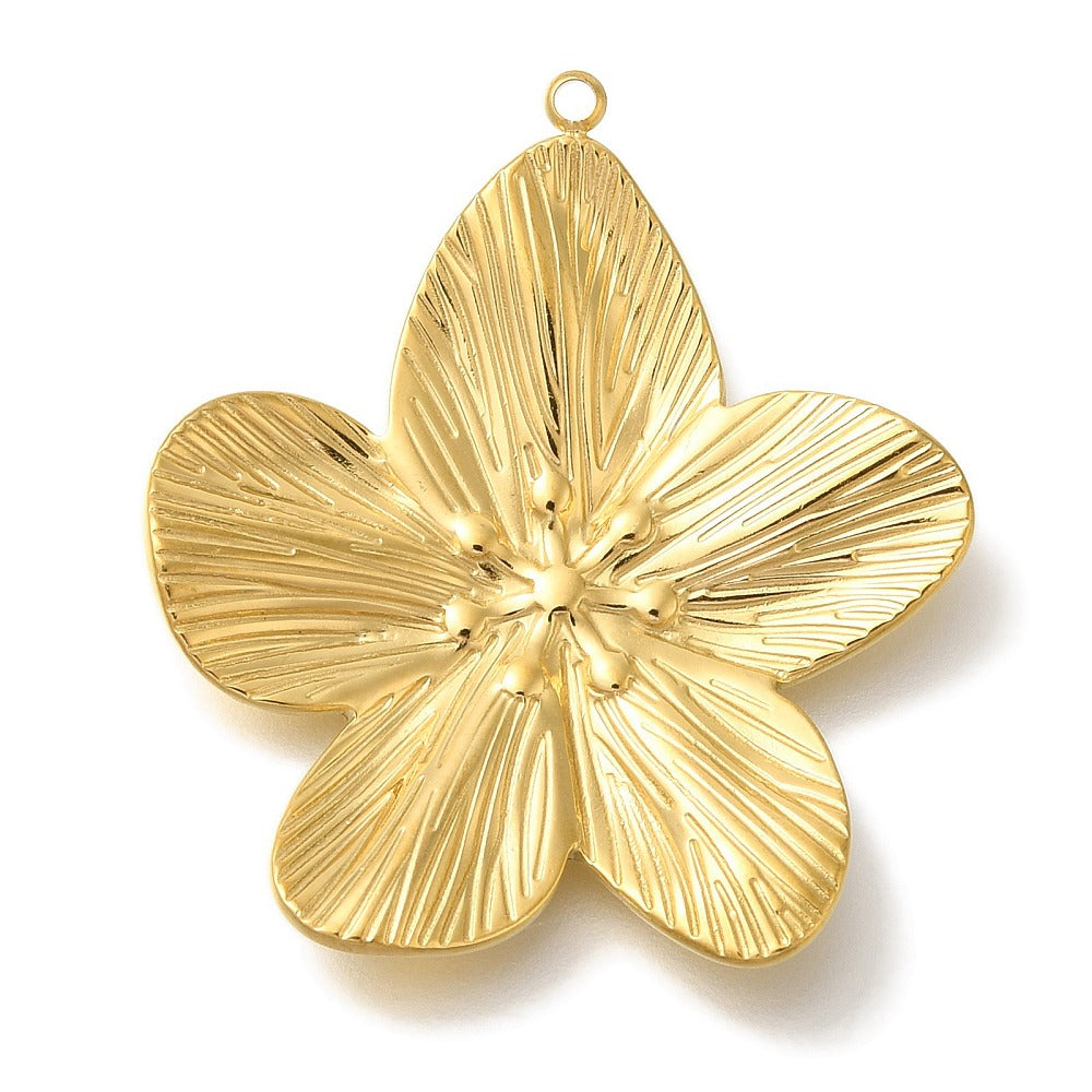 Large Textured Gold Flower Charm