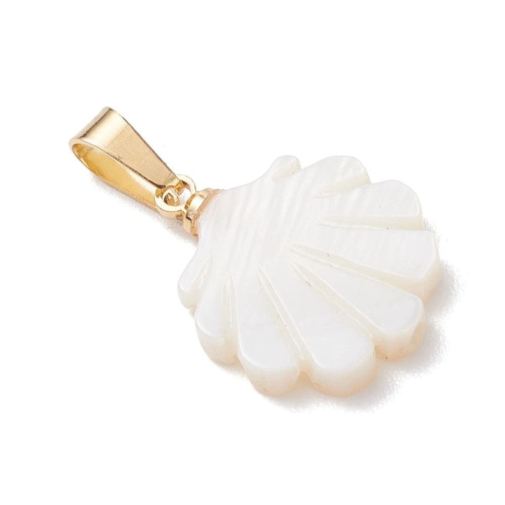 Gold &amp; White Shell Pendant Charm