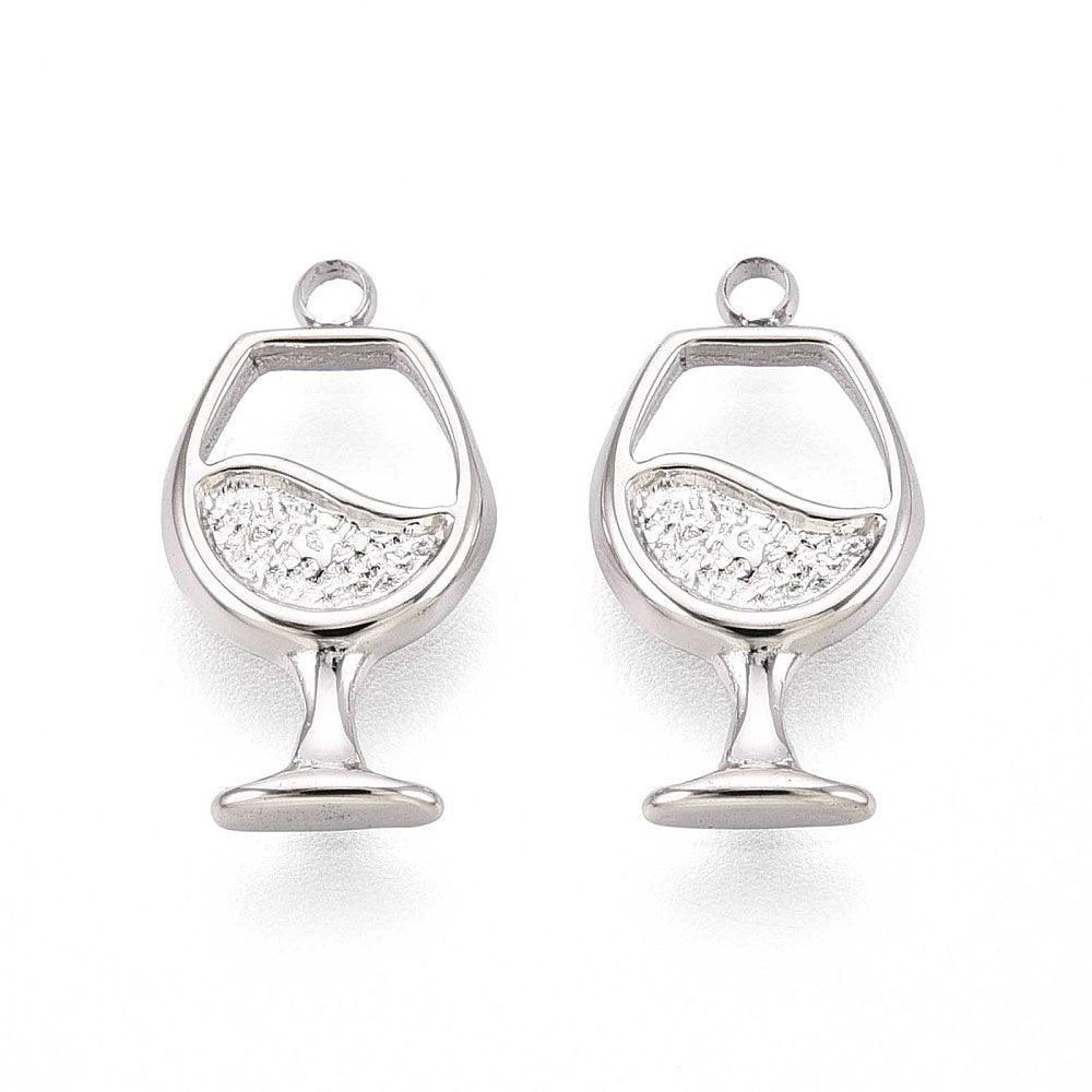 Silver Sparkle Mini Wine Glass Charm