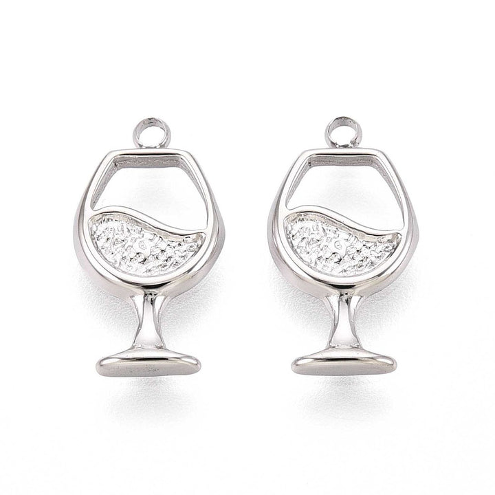 Silver Sparkle Mini Wine Glass Charm