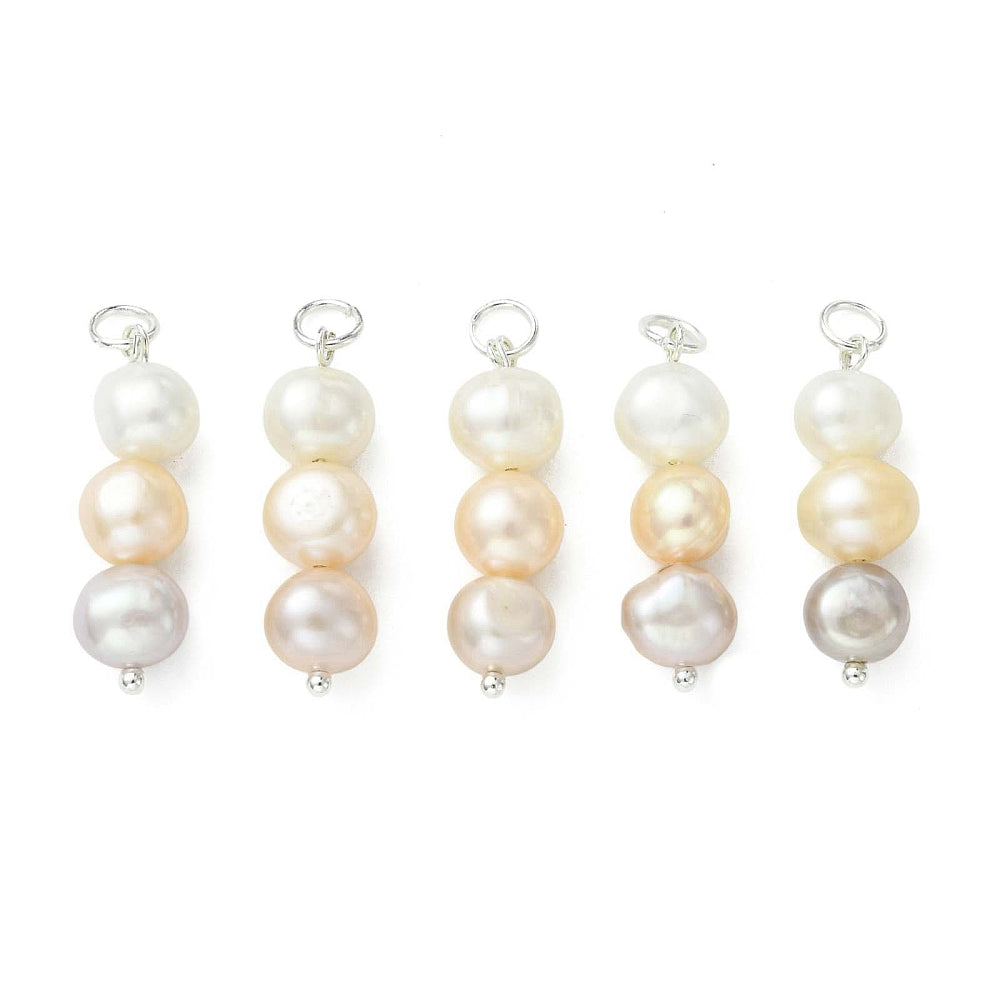 Silver Colorful Freshwater Pearl Beaded Charm