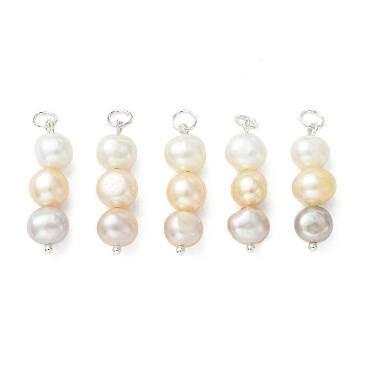 Silver Colorful Freshwater Pearl Beaded Charm