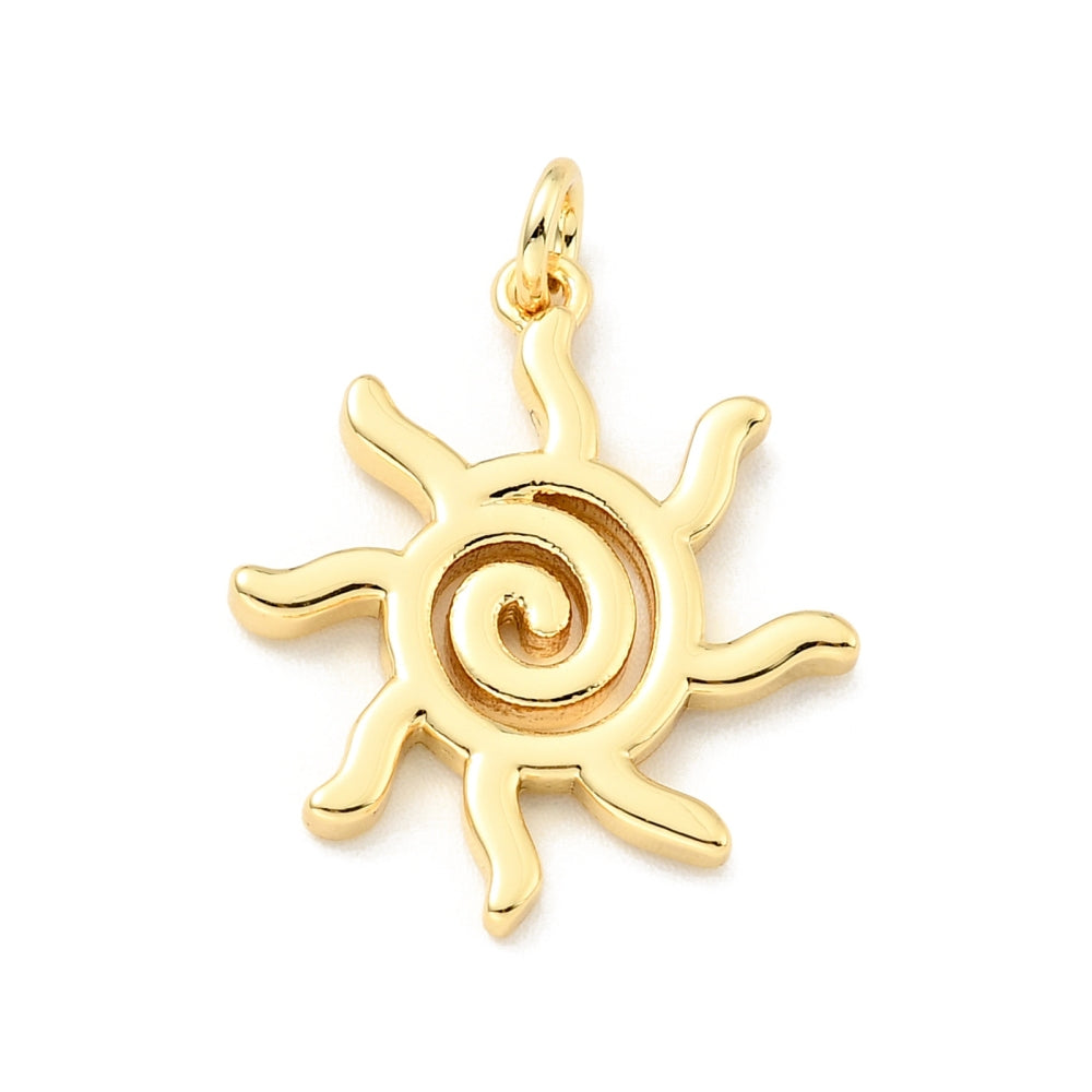 Gold Spiral Sun Charm