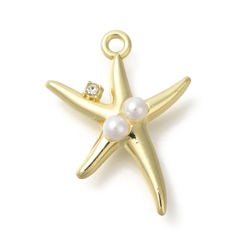 Gold Pearl Starfish Charm