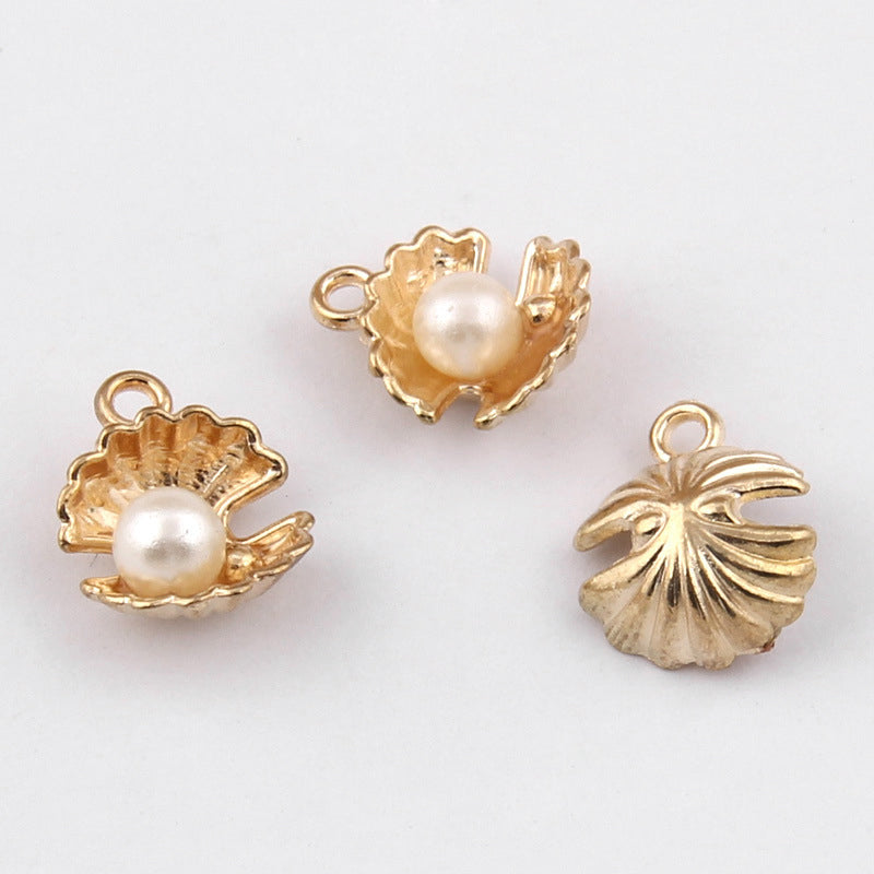 Gold Clamshell Pearl Charm