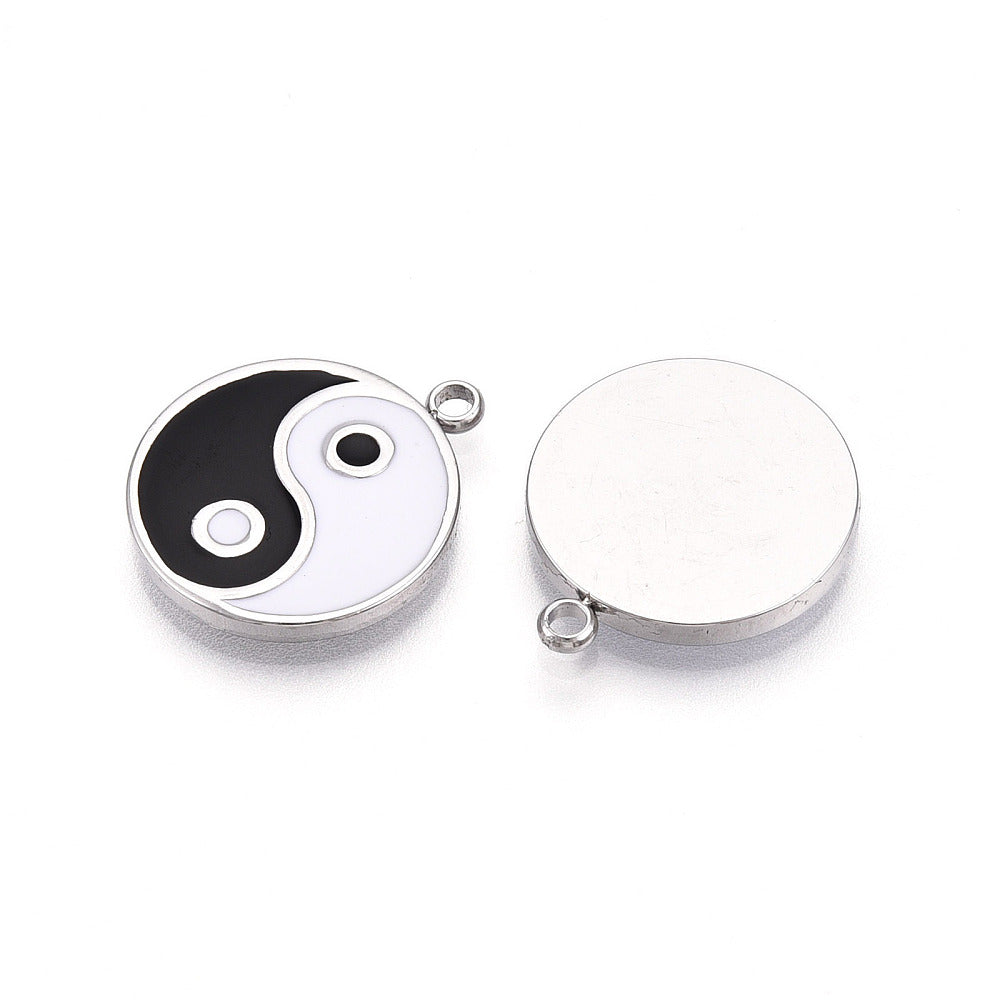 Silver Yin Yang Enamel Charm