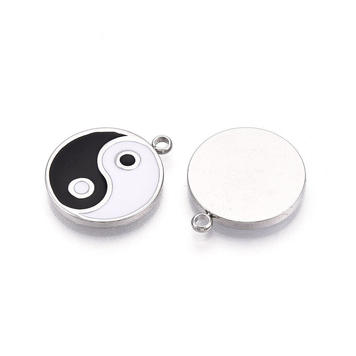 Silver Yin Yang Enamel Charm