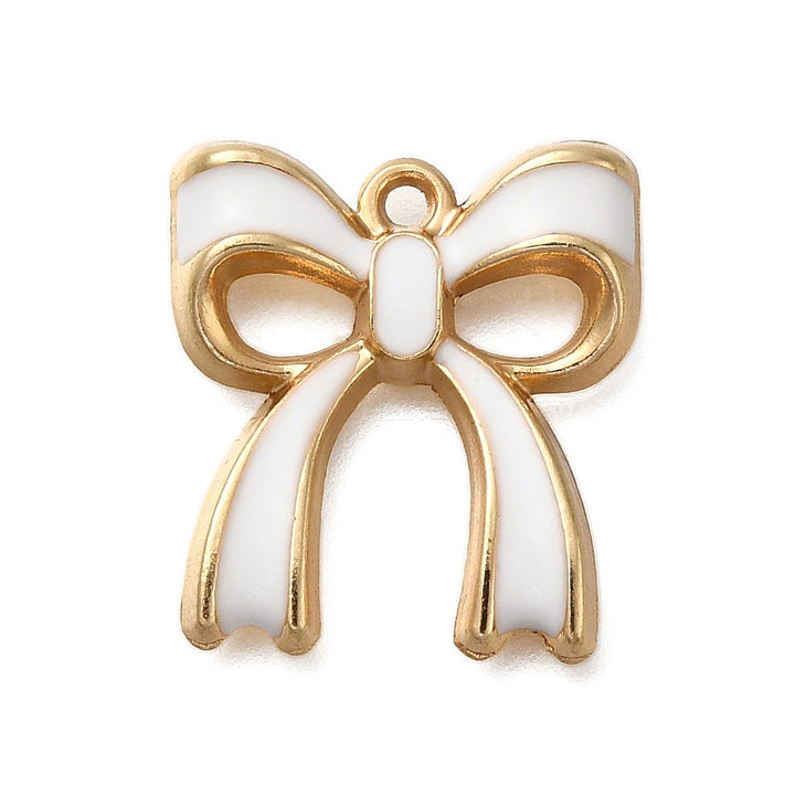 Pink/White Bow Enamel Charm