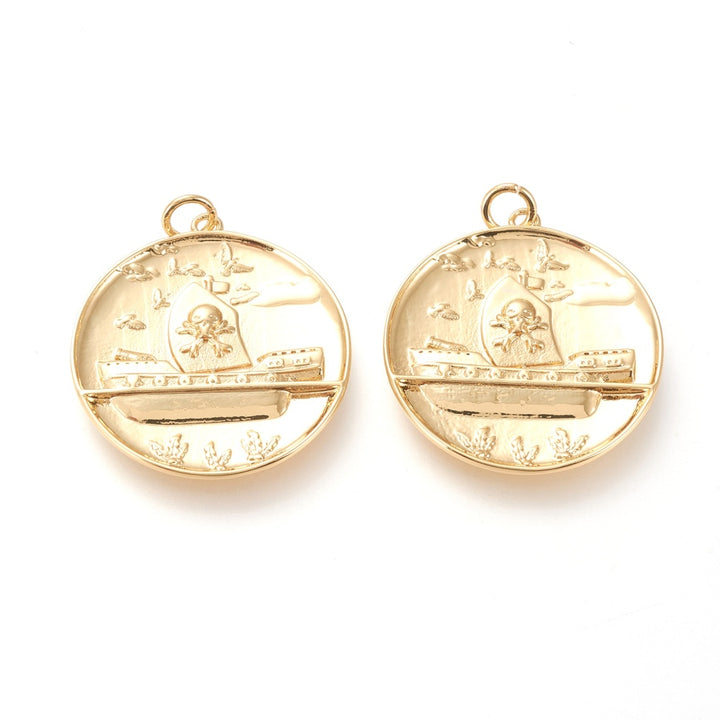 Gold Pirate Ship Charm