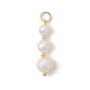 Gold Creamy White Freshwater Pearl Charm