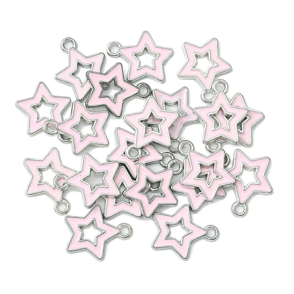 Silver &amp; Pink Star Charm