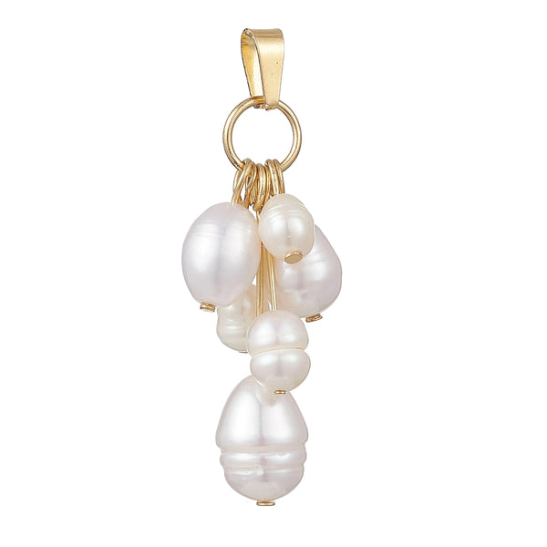 Gold Freshwater Pearl Tassel Charm