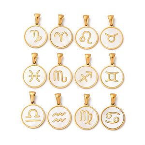 Gold Zodiac Pearl Pendants