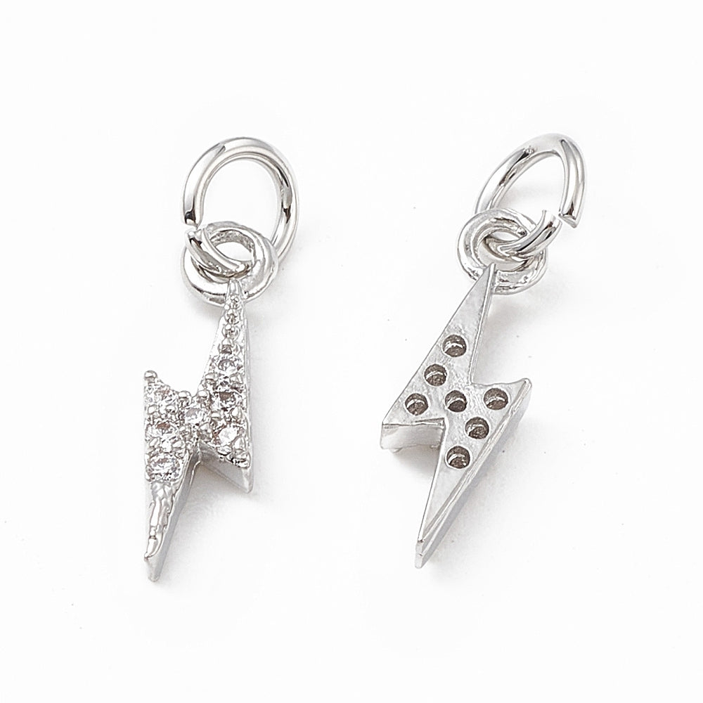 Silver Mini Pavé Lightning Bolt Charm