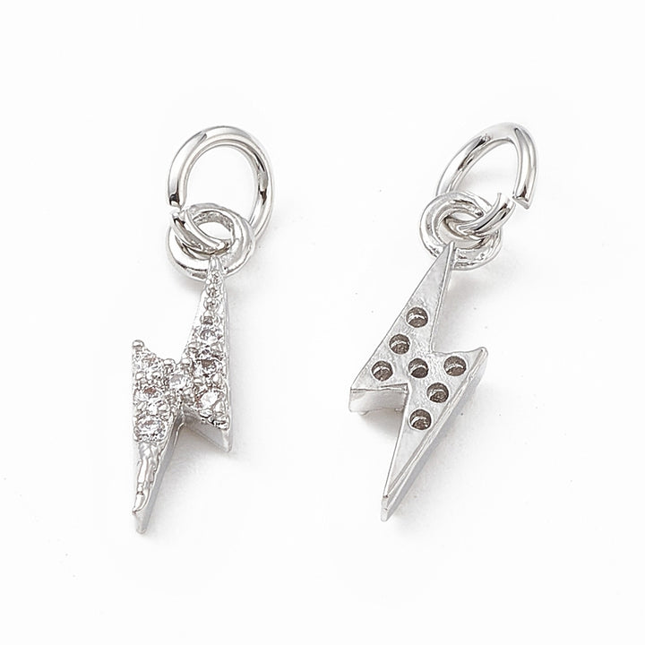 Silver Mini Pavé Lightning Bolt Charm