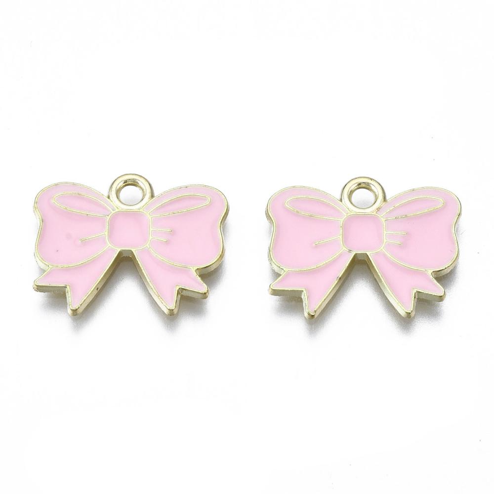 Pink/White Bow Enamel Charm