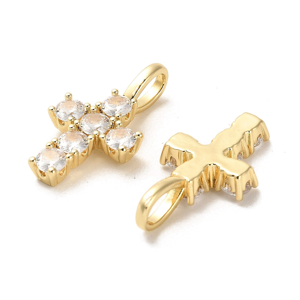 Gold Pavé Cross Charm