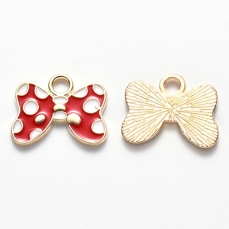 Red with White Polka Dot Bow Charm