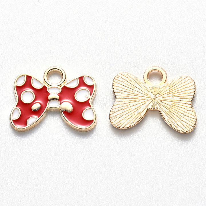 Red with White Polka Dot Bow Charm