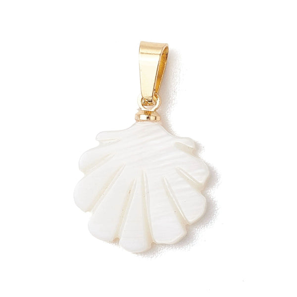 Gold & White Shell Pendant Charm