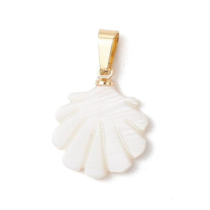 Gold &amp; White Shell Pendant Charm