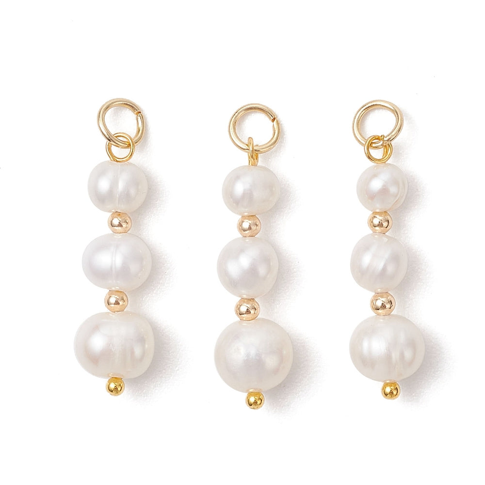 Gold Creamy White Freshwater Pearl Charm