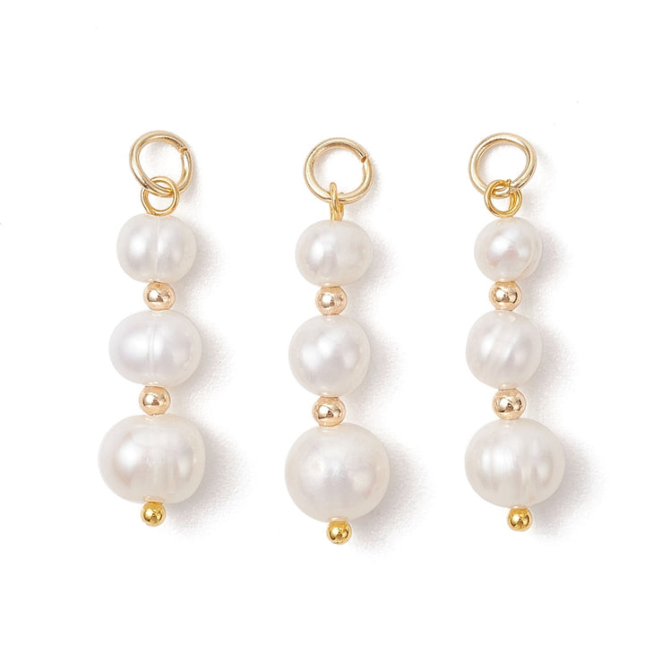 Gold Creamy White Freshwater Pearl Charm