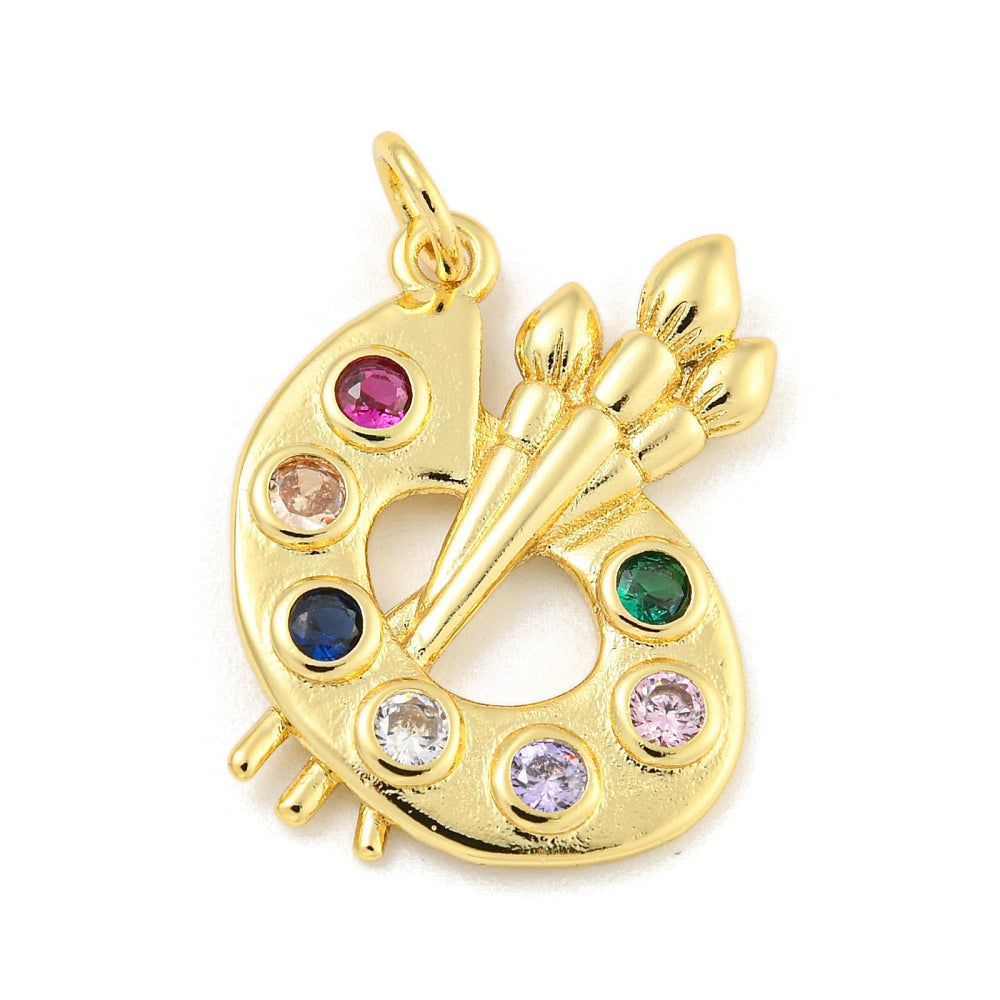 Gold Colorful Pavé Paint Palette Charm