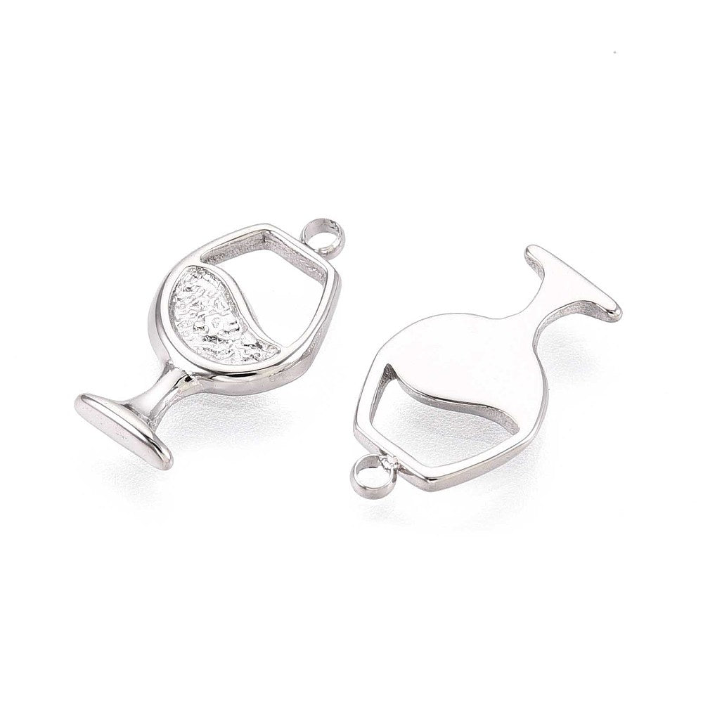 Silver Sparkle Mini Wine Glass Charm