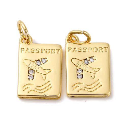 Gold Pavé Passport Charm