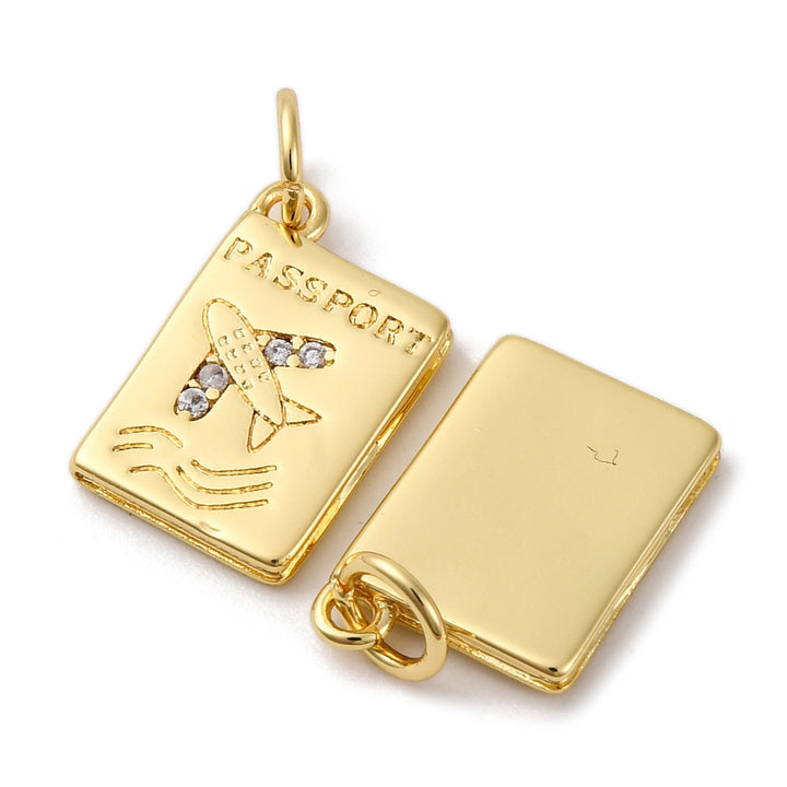 Gold Pavé Passport Charm