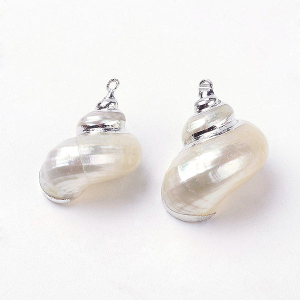 Silver Spiral Conch Shell Charm