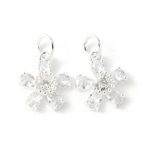 Silver Pavé Flower Charm