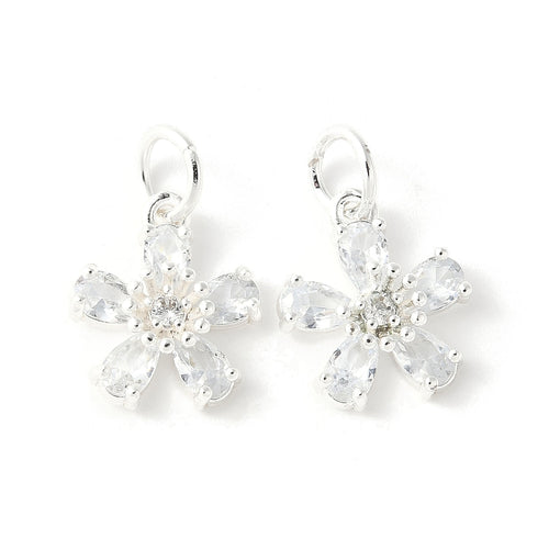 Silver Pavé Flower Charm