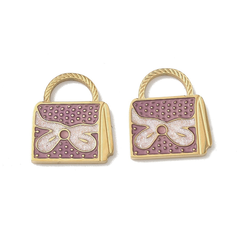 Gold &amp; Purple Sparkly Handbag Charm