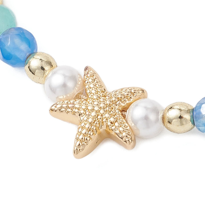 Starfish &amp; Shell Pearl Beaded Bracelet