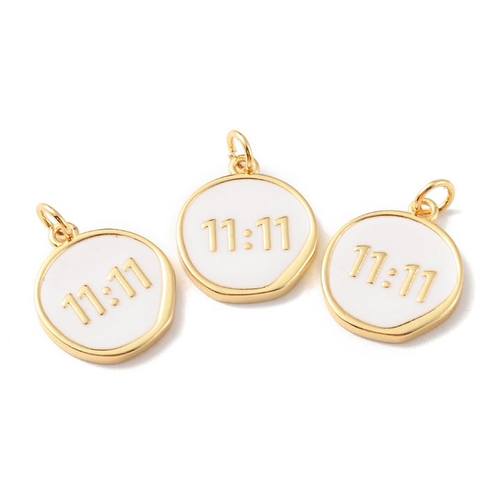 18K Gold Plated 11:11 White Enamel Charm