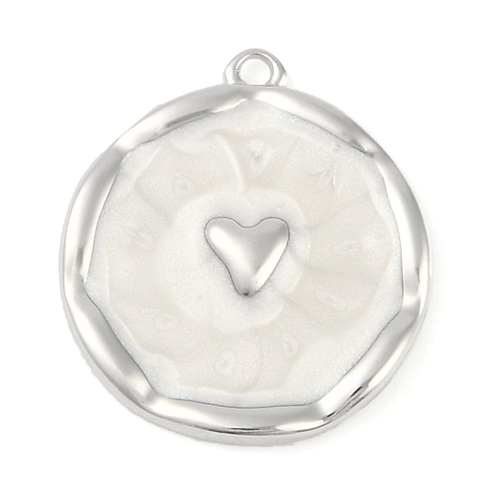 White &amp; Silver Heart Pendant