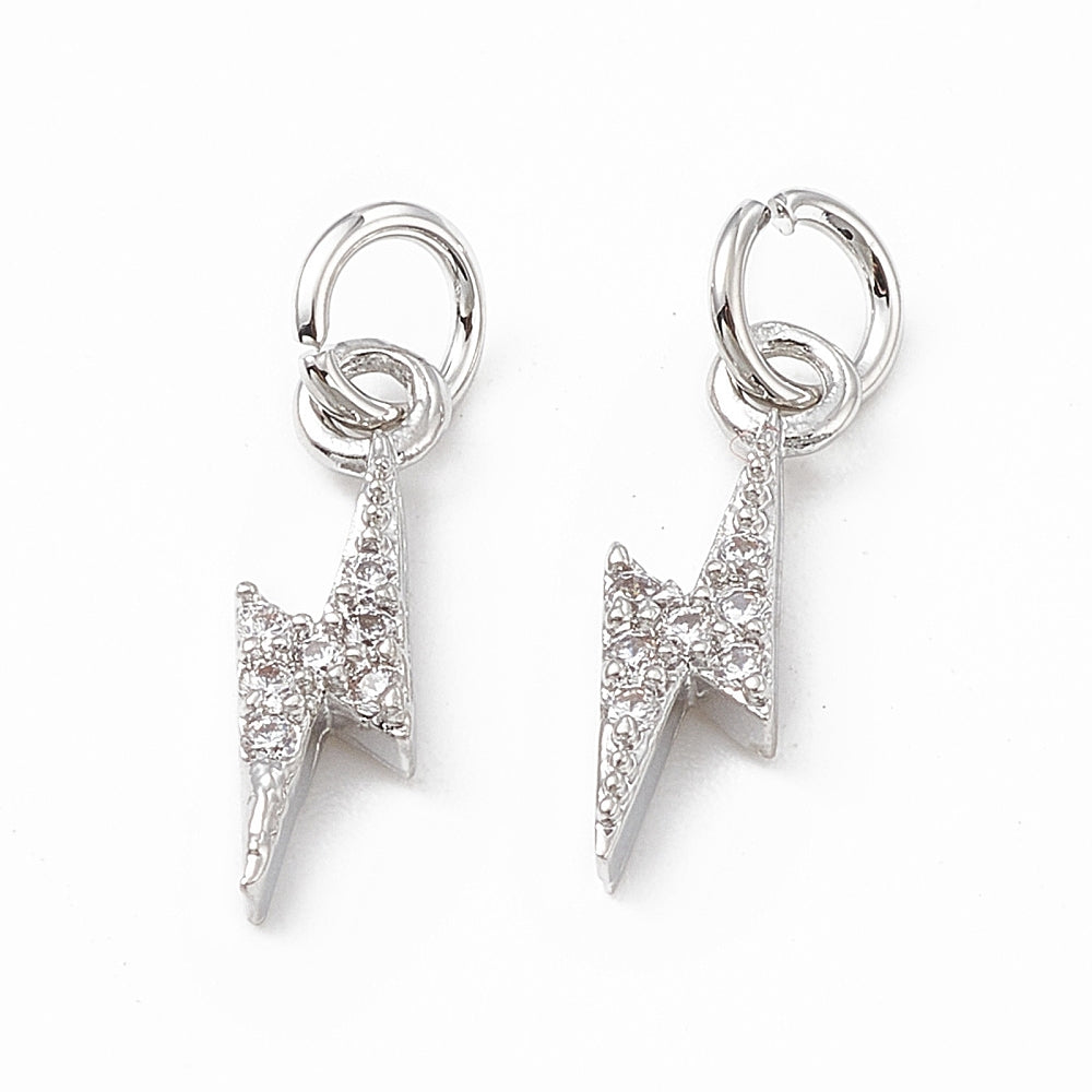 Silver Mini Pavé Lightning Bolt Charm