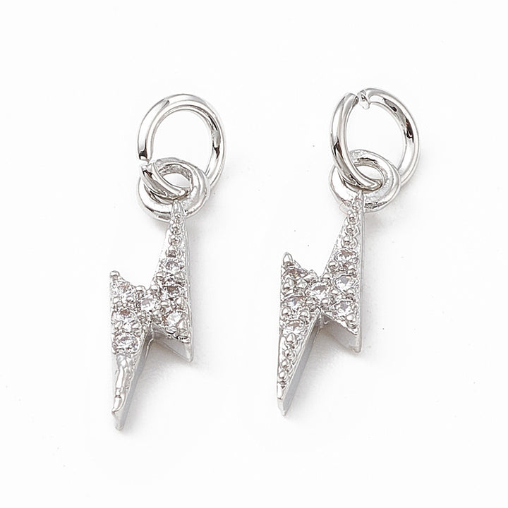 Silver Mini Pavé Lightning Bolt Charm