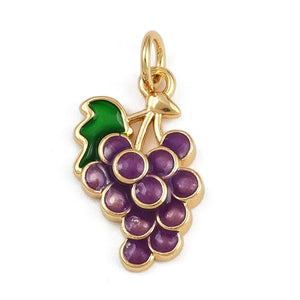 Gold Grape Enamel Charm