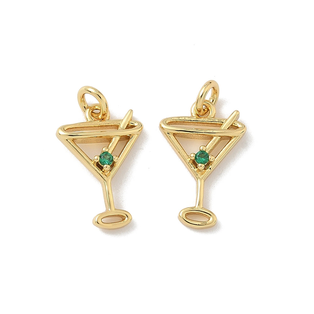 Gold &amp; Green Olive Sparkle Drink Charm