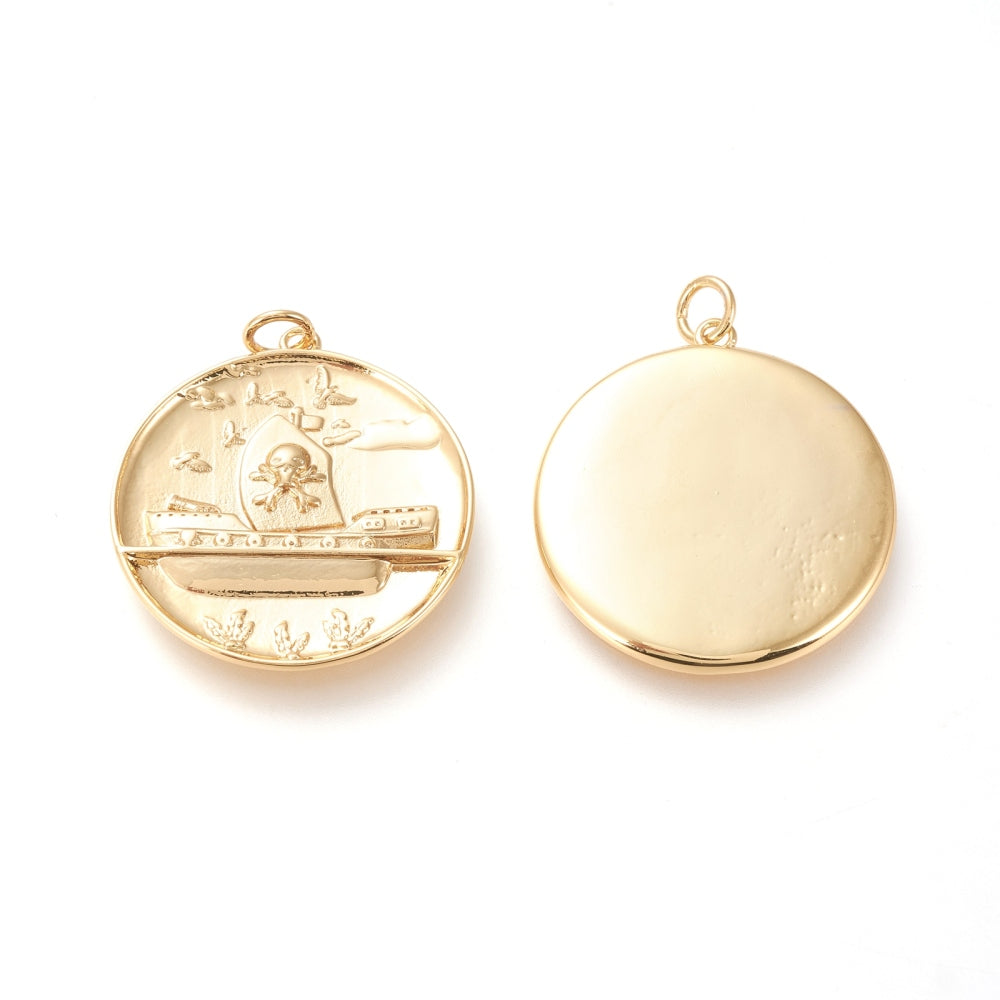 Gold Pirate Ship Charm