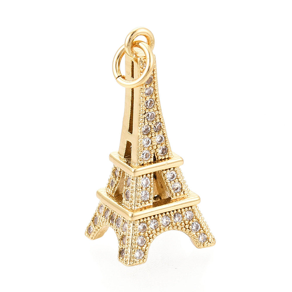 Gold Pavé Eiffel Tower Charm
