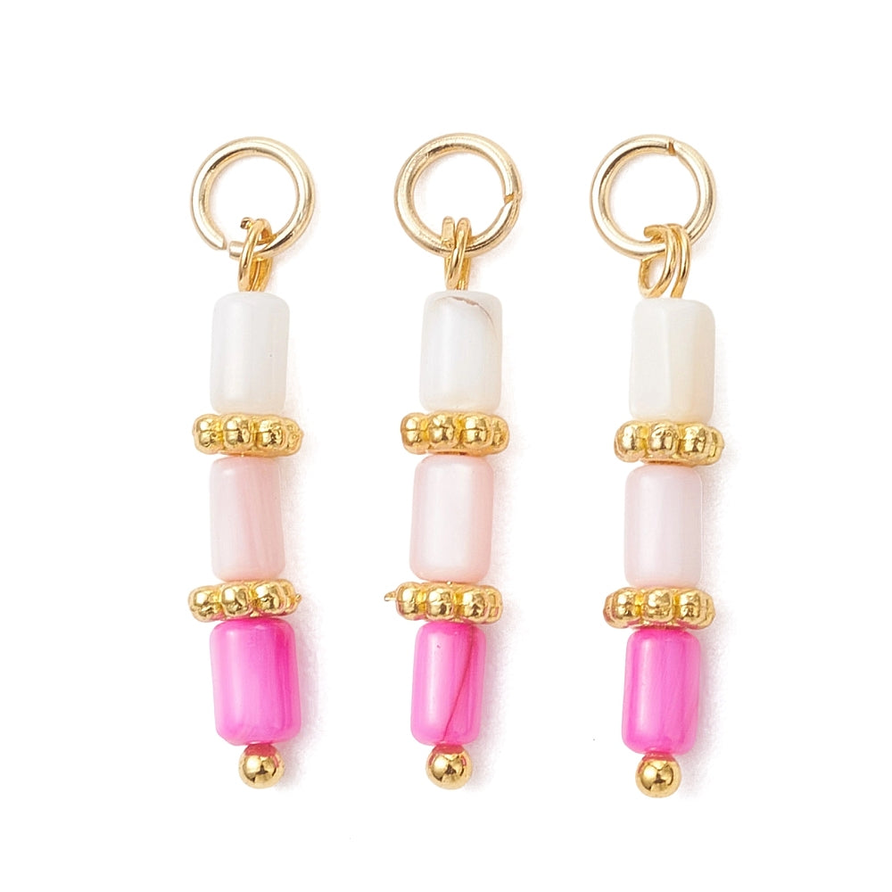 Gold Pearl Pink Shell Column Charm