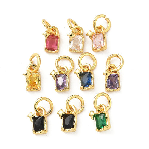 Gold Rectangle Birthstone Charm