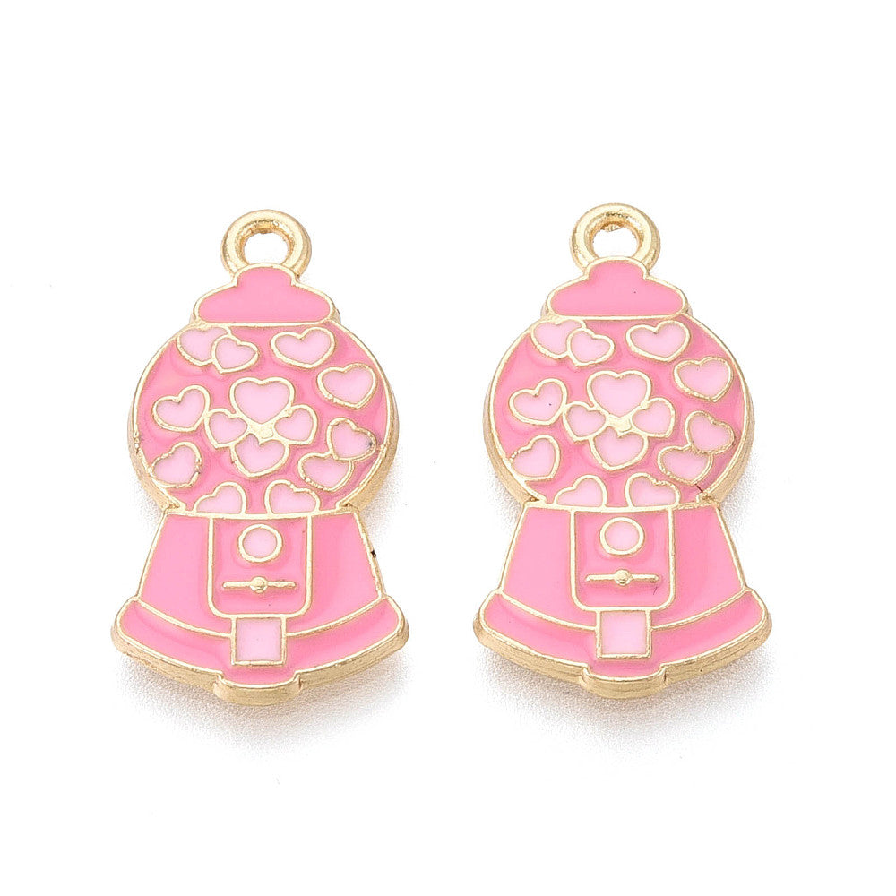 Pink Heart Gumball Machine Charm